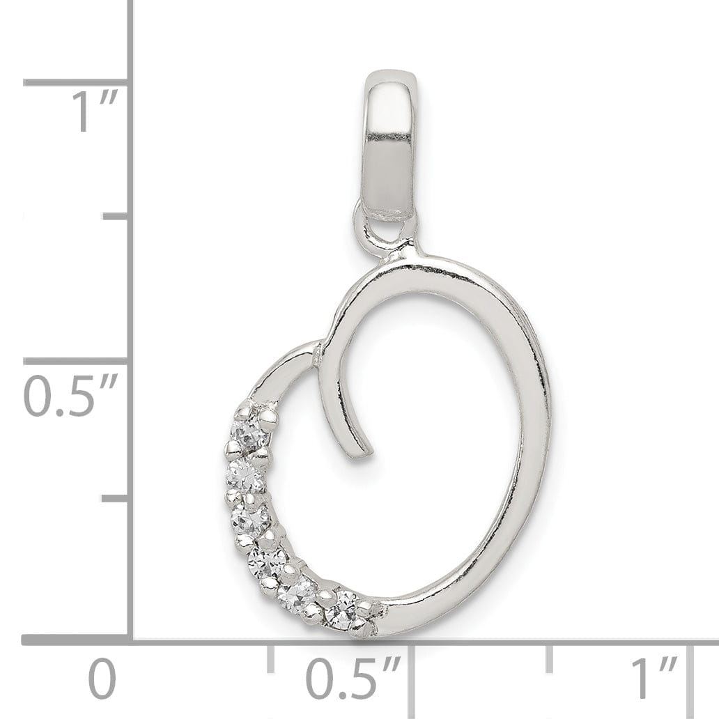 Sterling Silver CZ Initial O Charm Pendant