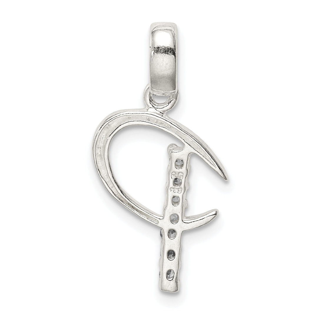 Sterling Silver CZ Initial P Charm Pendant