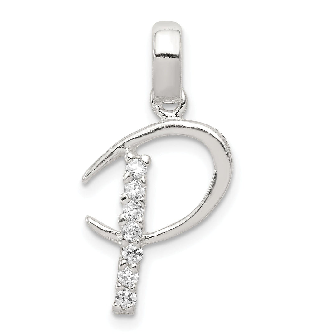 Sterling Silver CZ Initial P Charm Pendant