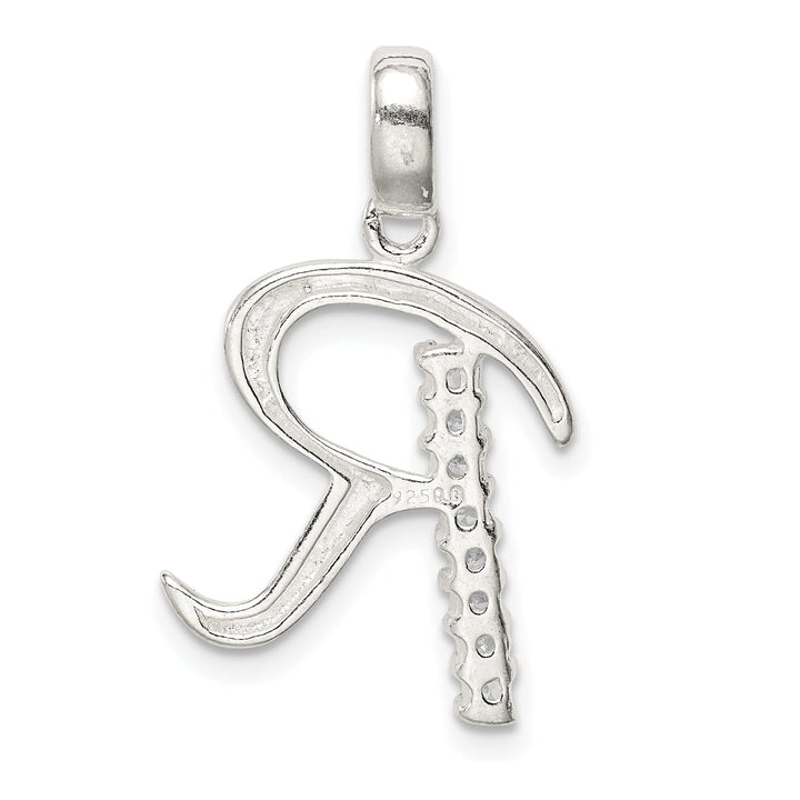 Sterling Silver CZ Initial R Charm Pendant