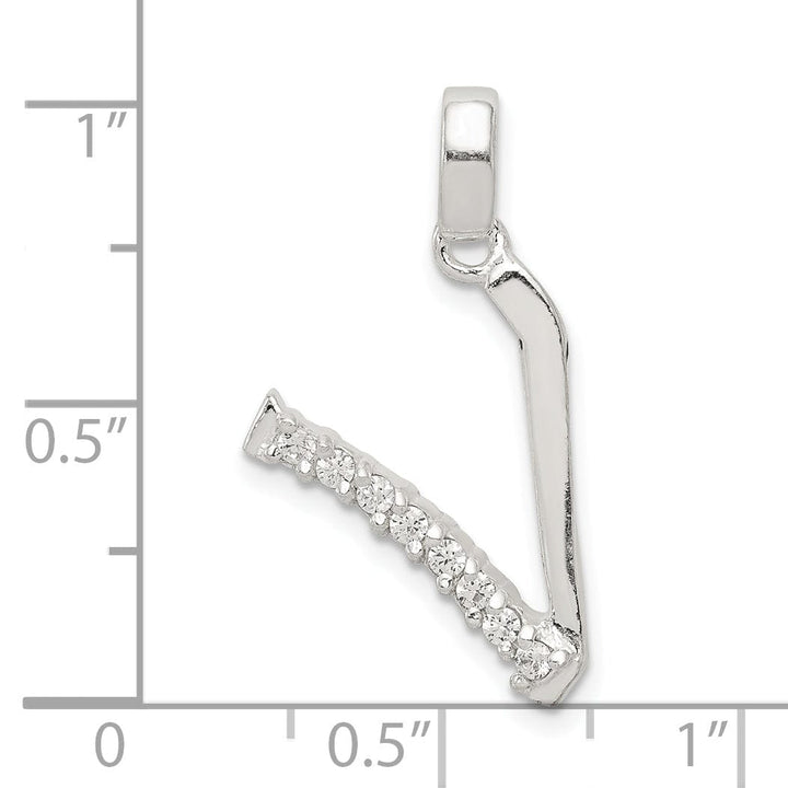 Sterling Silver CZ Initial V Charm Pendant
