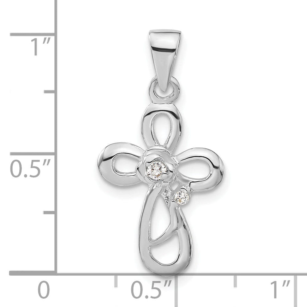 Sterling Silver C.Z Polish Finish Cross Pendant