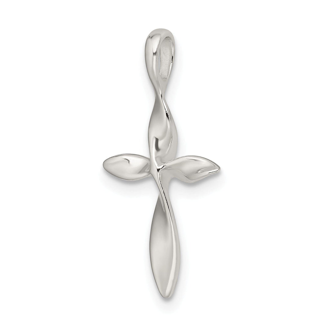 Sterling Silver Polished Twisted Cross Pendant