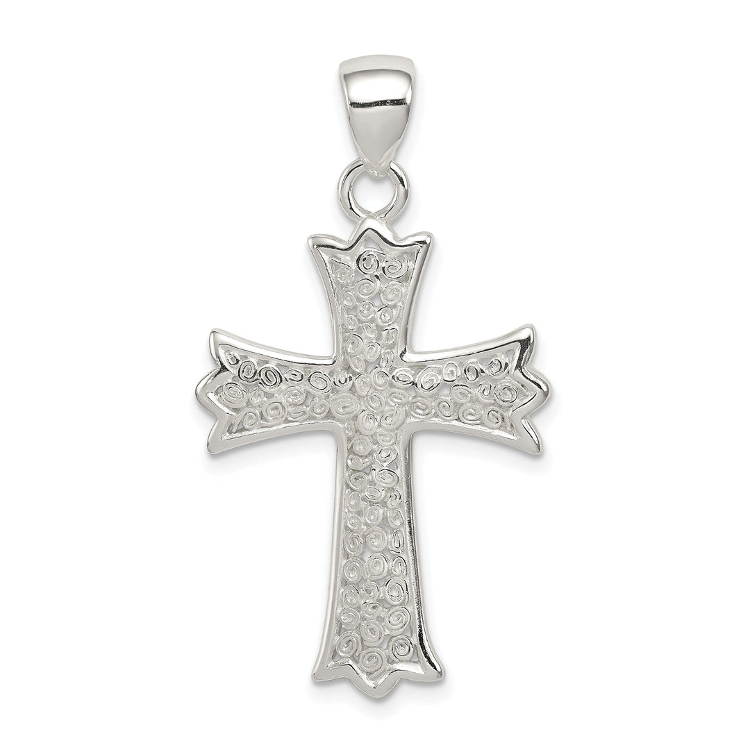 Sterling Silver Filigree Budded Cross Pendant