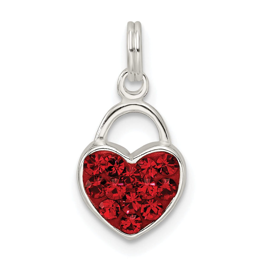 Sterling Silver Red Crystal Love Heart Charm