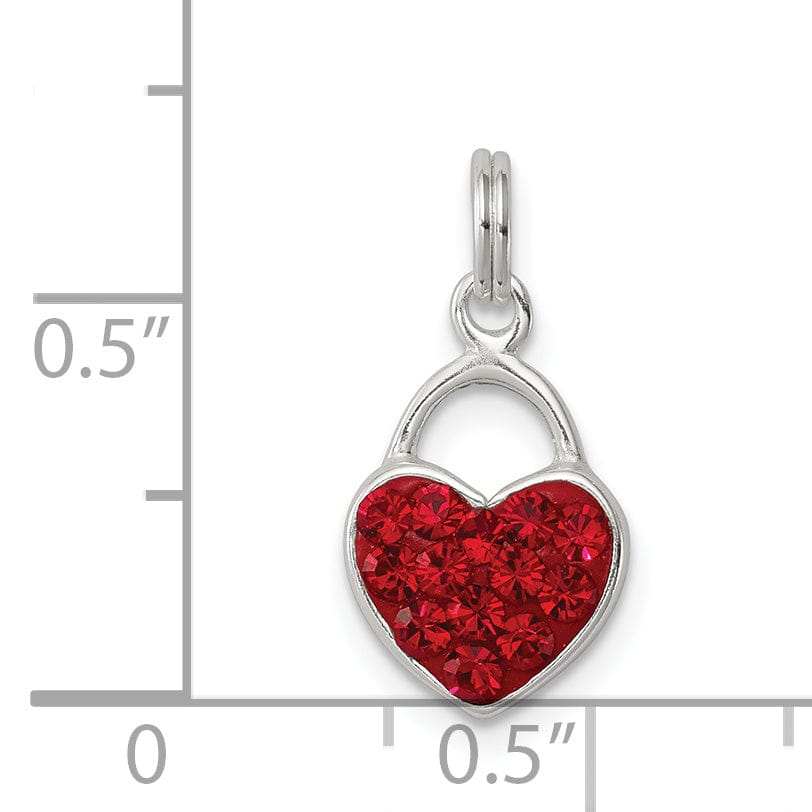 Sterling Silver Red Crystal Love Heart Charm