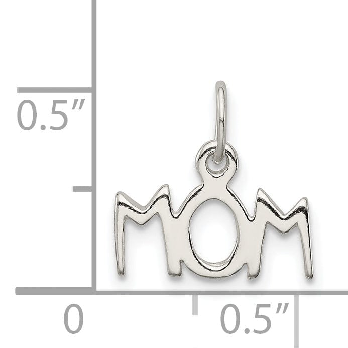 Sterling Silver Polished Flat Mom Charm pendant