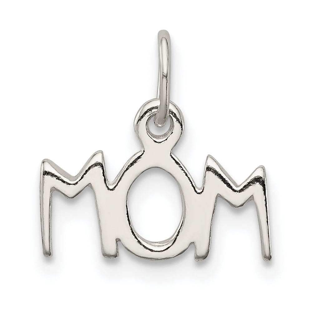 Sterling Silver Polished Flat Mom Charm pendant