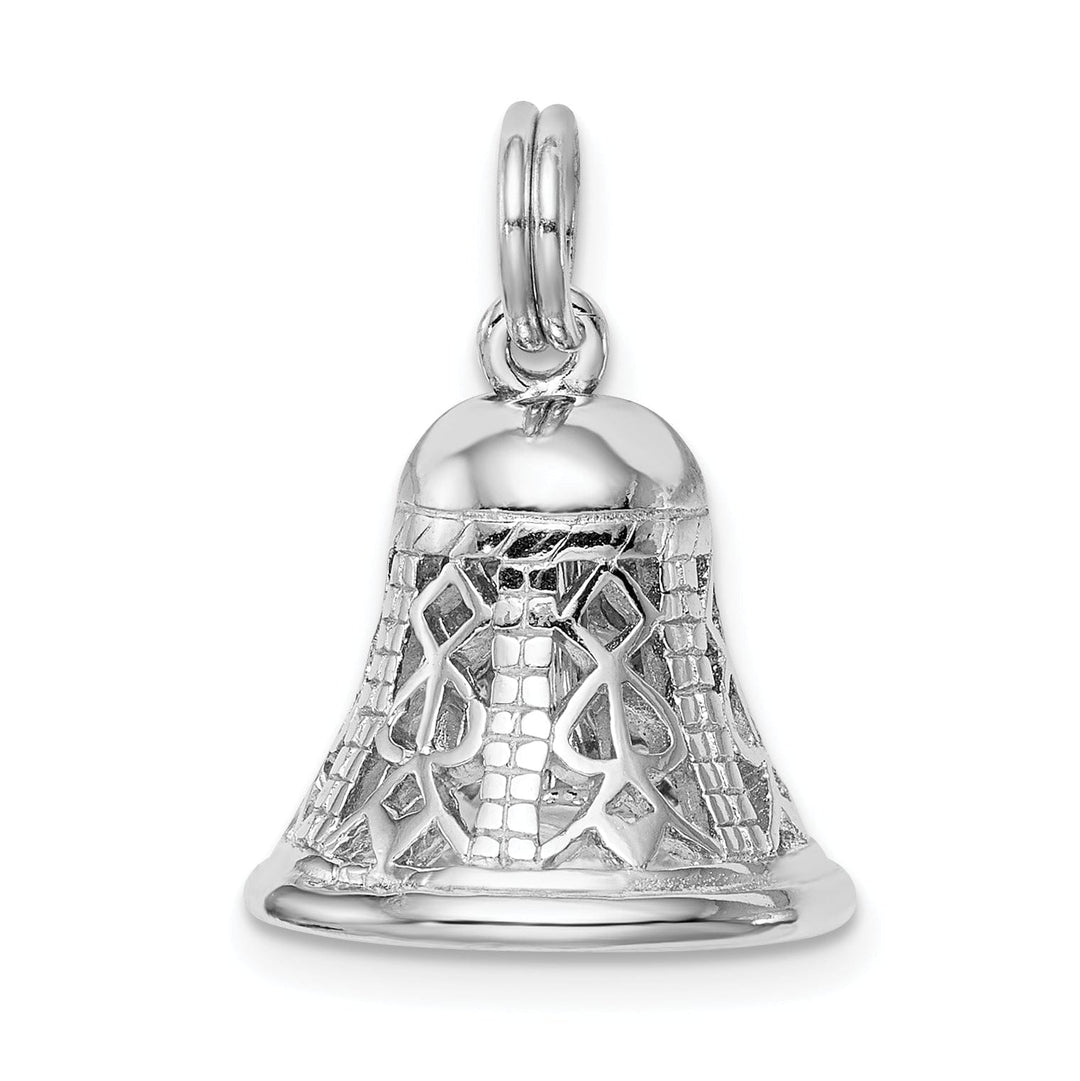 Silver Solid Moveable 3-D Filigree Bell Charm