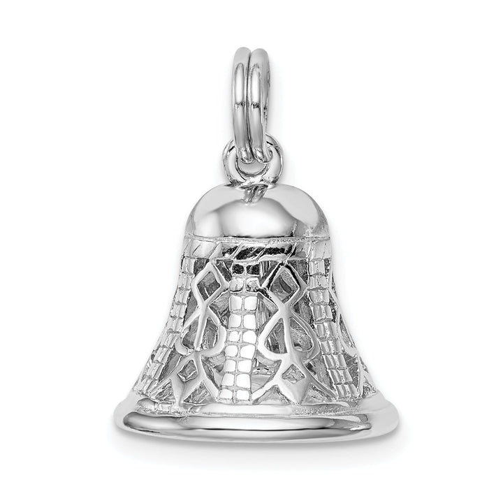 Silver Solid Moveable 3-D Filigree Bell Charm