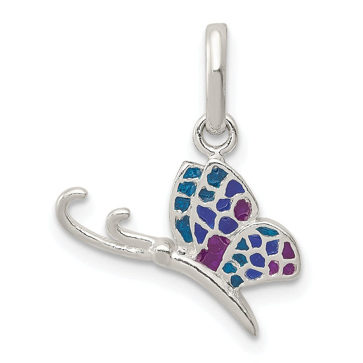 Silver Muti-Colored Enameled Butterfly Charm