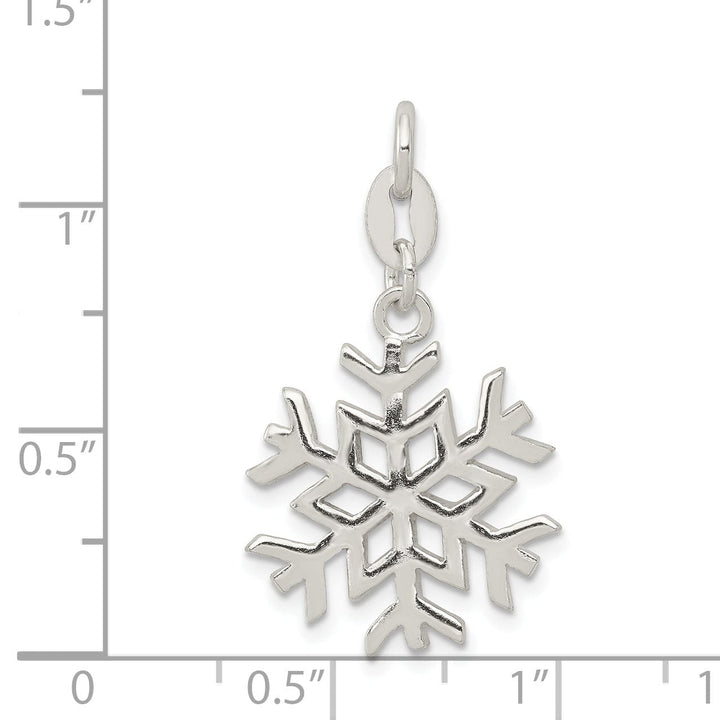 925 Sterling Silver Polished Snowflake Charm Pendant