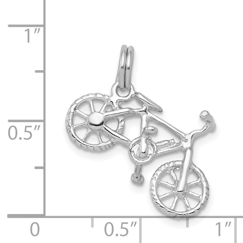 Sterling Silver Polished 3-D Bicycle Pendant
