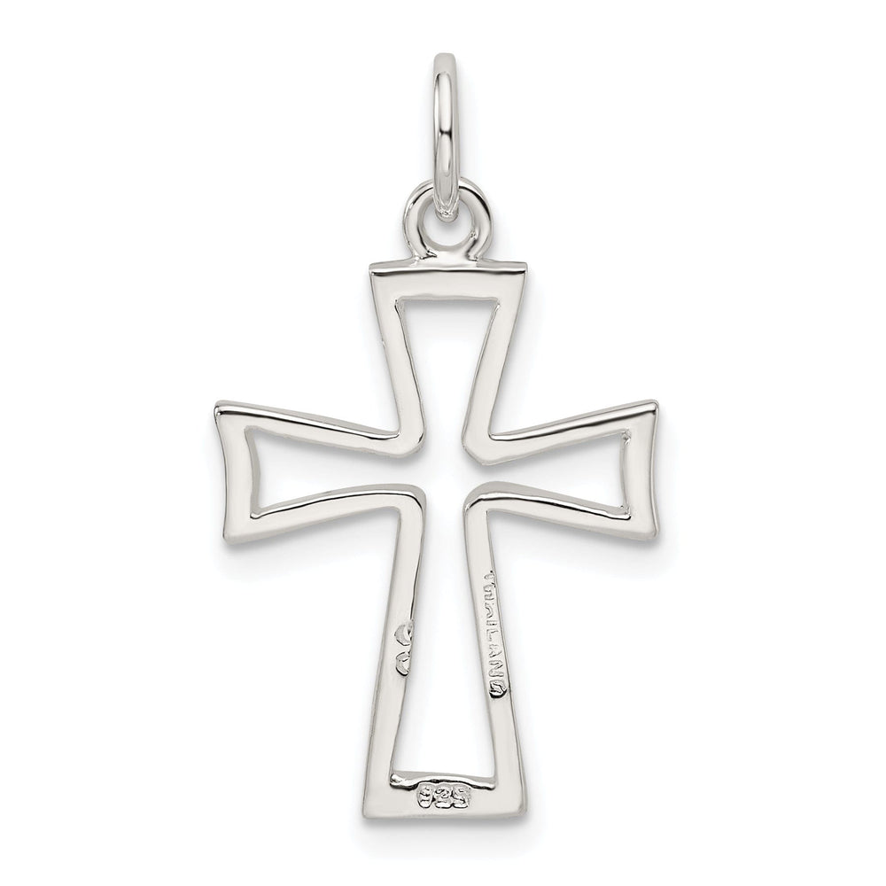 Silver Polish Finish Open Design Cross Pendant