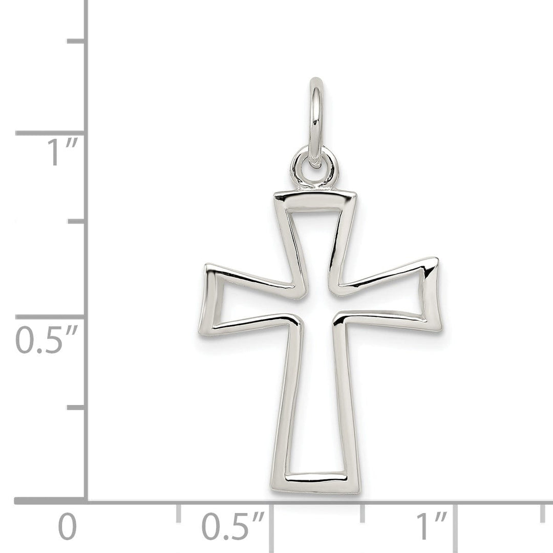 Silver Polish Finish Open Design Cross Pendant