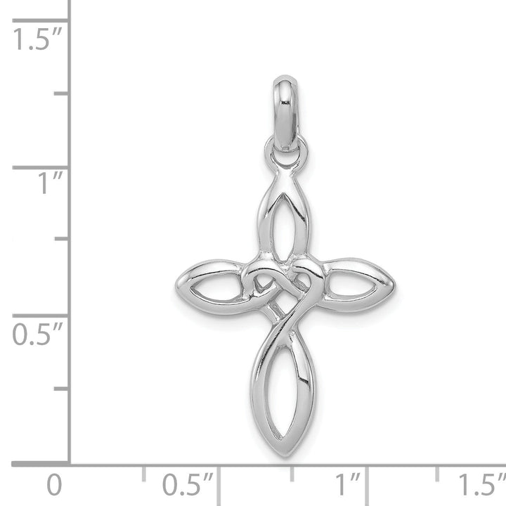 Solid Sterling Silver Rhodium Cross Pendant