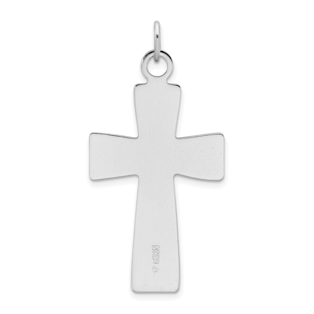 Silver Polished Satin Finish Cross Pendant