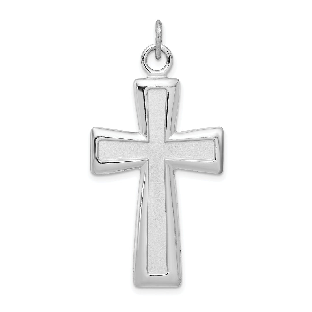 Silver Polished Satin Finish Cross Pendant