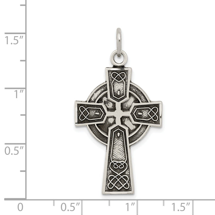 Silver Antique Satin Finish Irish Cross Pendant
