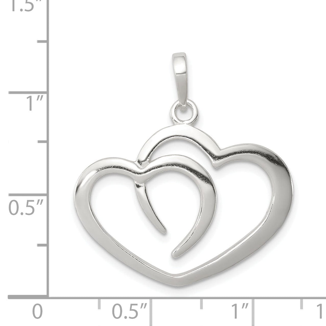 Sterling Silver Open Double Heart Pendant