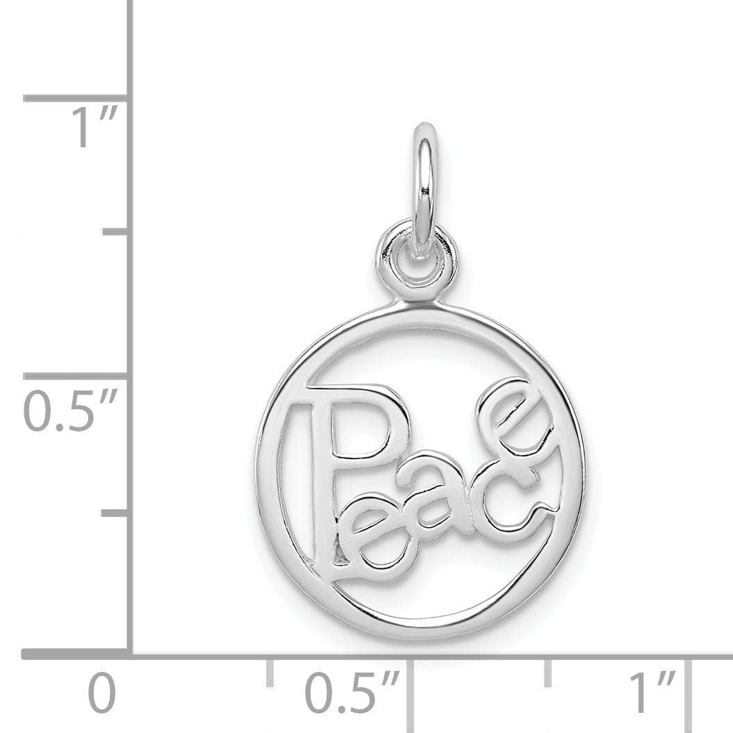 Silver Solid Polished Finish Peace Circle Charm