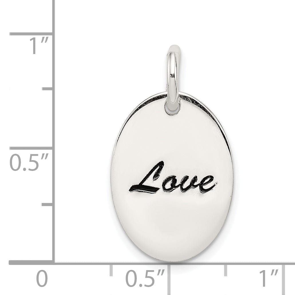 Silver Solid Polished Enamel Love Oval Charm