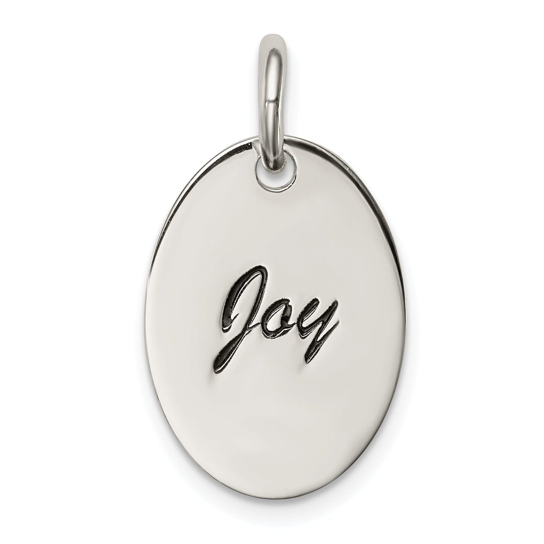 Silver Solid Polished Finish Joy Oval Pendant