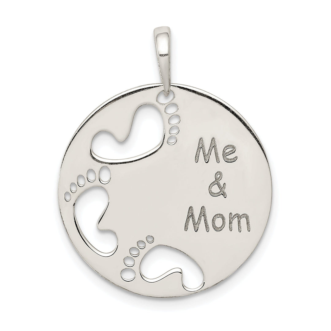 Sterling Silver Polished Me & Mom Pendant