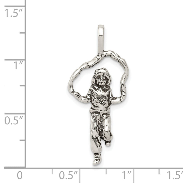 Silver Polished Antiqued Jump Rope Charm