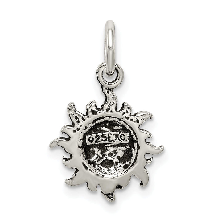 Solid Sterling Silver Antiqued Finish Sun Charm