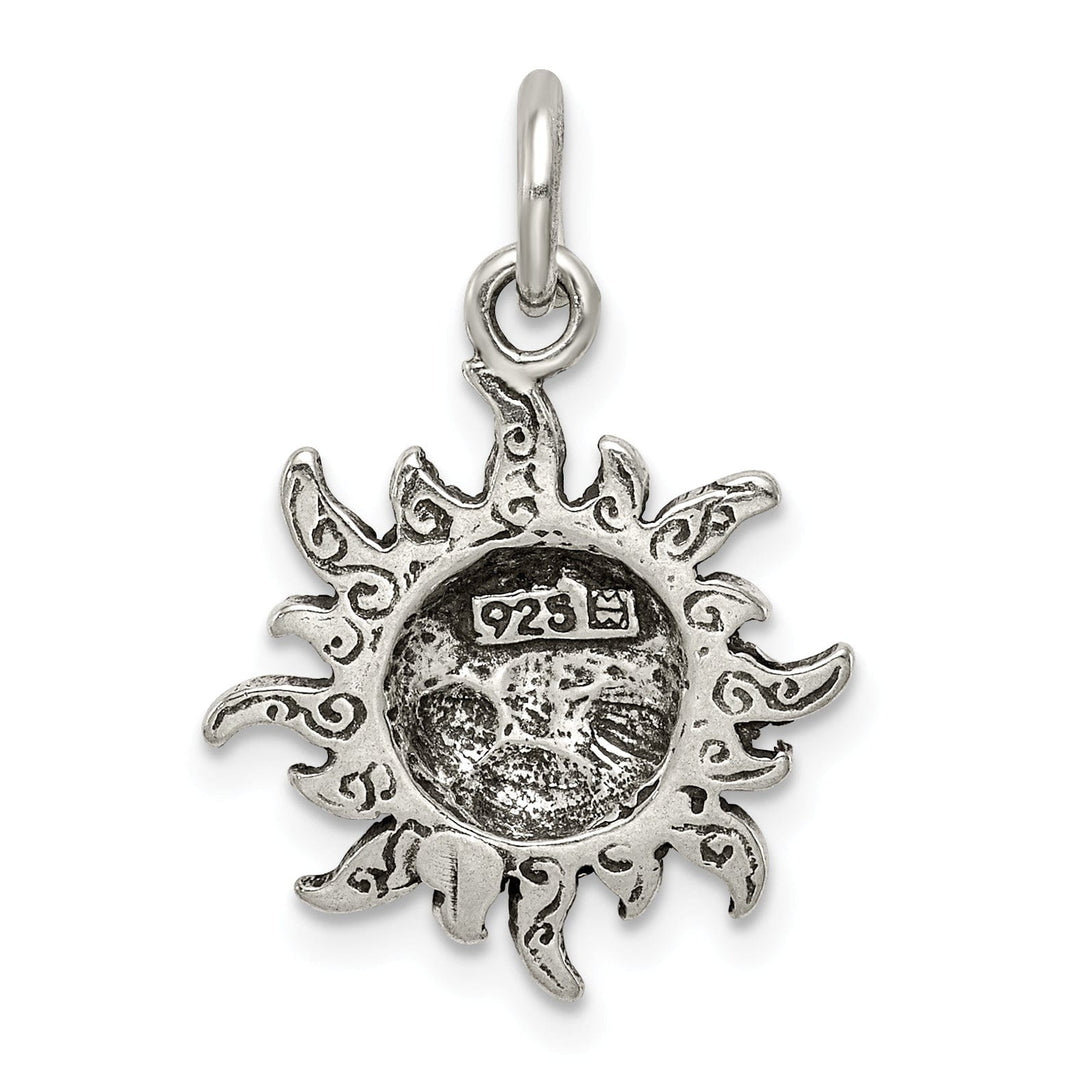 Solid Sterling Silver Antiqued Sun Charm