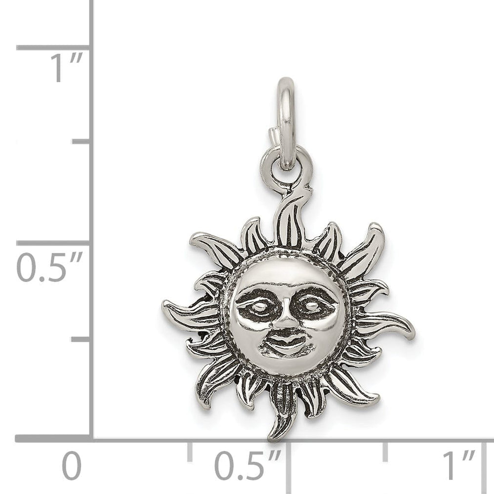 Solid Sterling Silver Antiqued Sun Charm