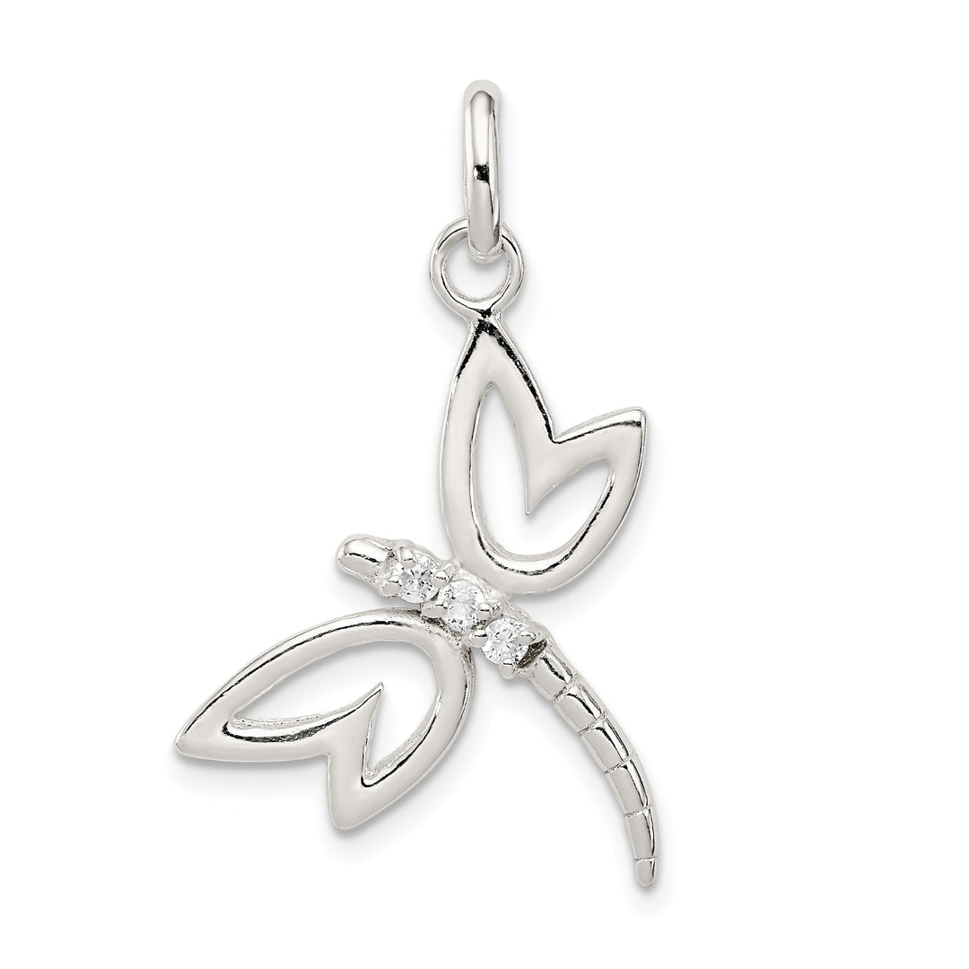 Silver With Cubic Zirconia Dragonfly Pendant