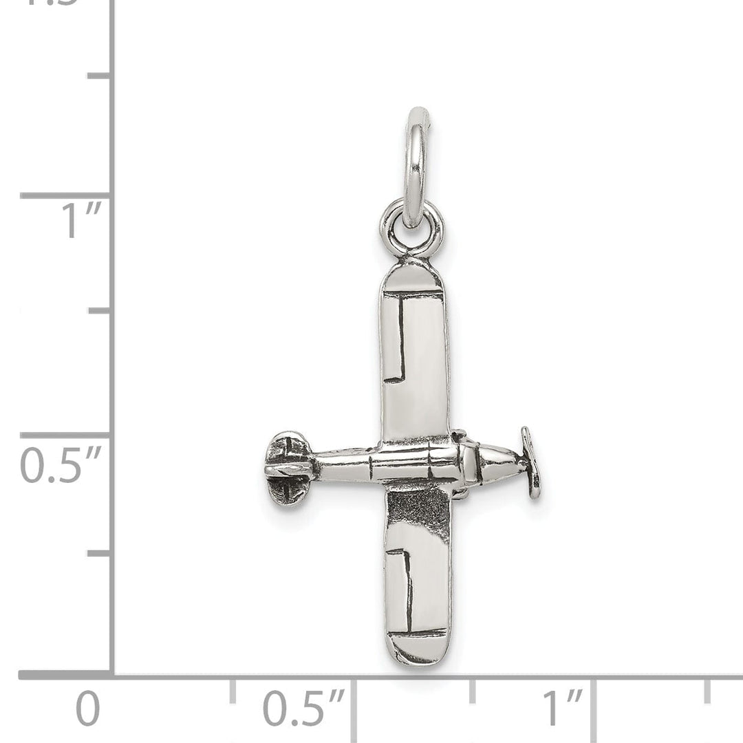 Sterling Silver Antiqued 3-D Airplane Charm