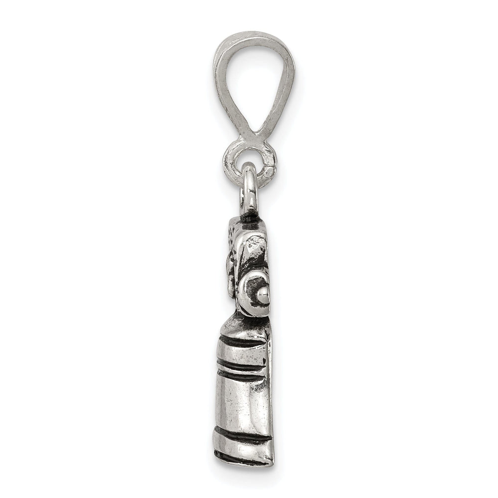 Solid Sterling Silver Antiqued Bell Charm