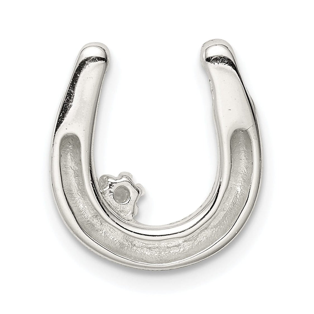 Silver Polished Chain Slide C.Z Horseshoe Charm