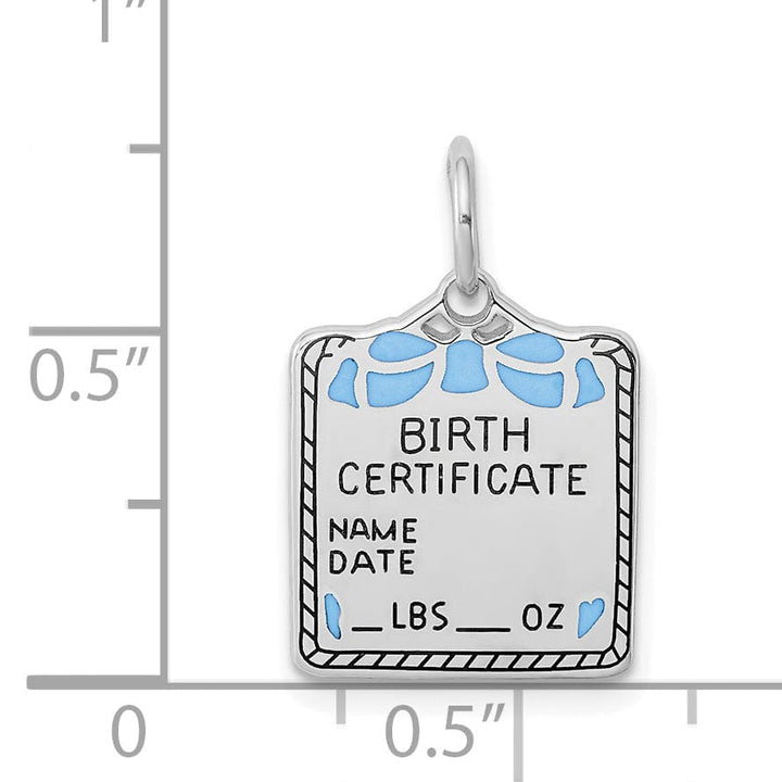 925 Sterling Silver Blue Birth Certificate Pendant
