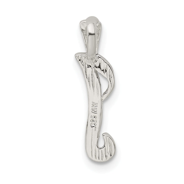Silver Polished Textured Letter I Charm Pendant