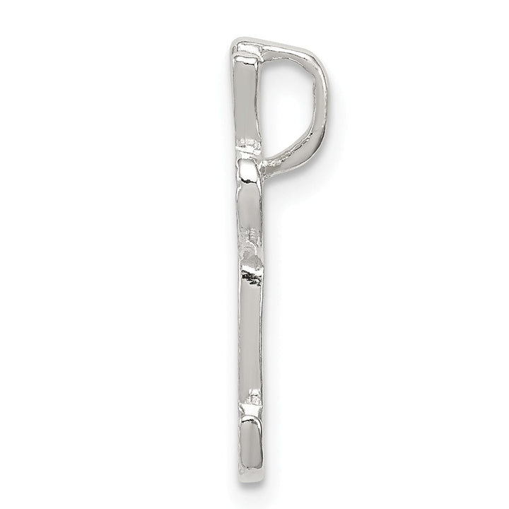 Silver Polished Textured Letter L Charm Pendant