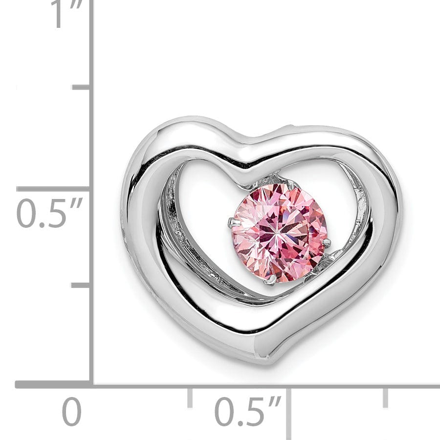 Silver Fancy Pink Swarovski Heart Chain Slide