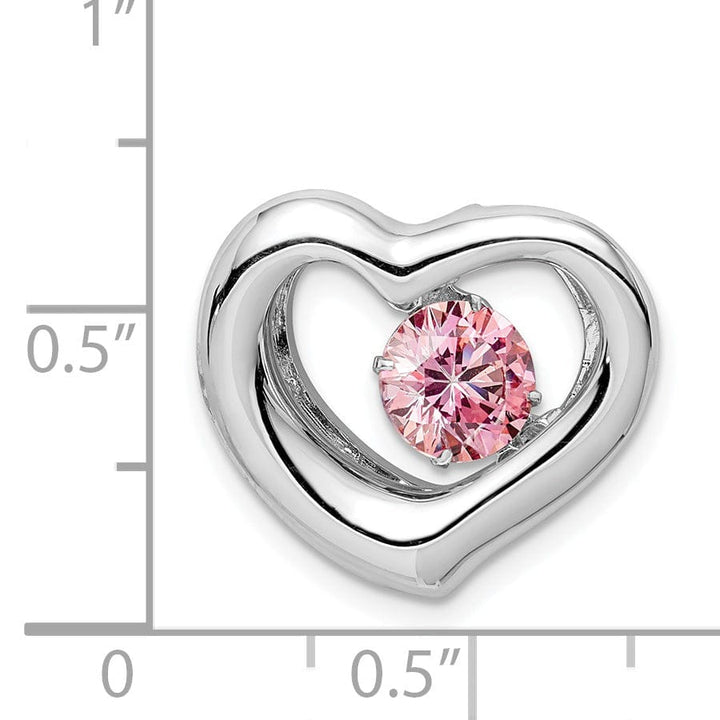 Silver Fancy Pink Swarovski Heart Chain Slide