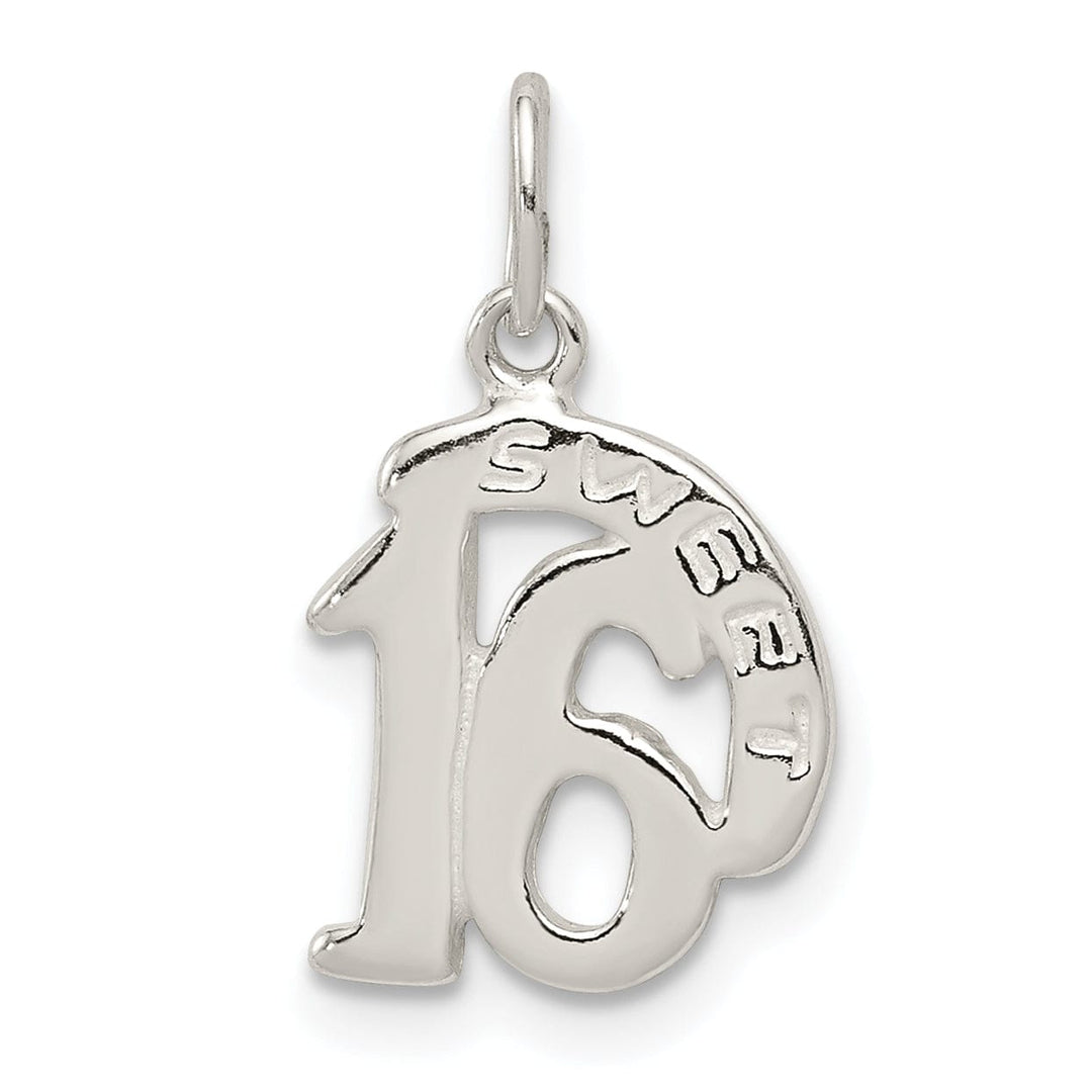 Sterling Silver Polished Finish Sweet 16 Charm