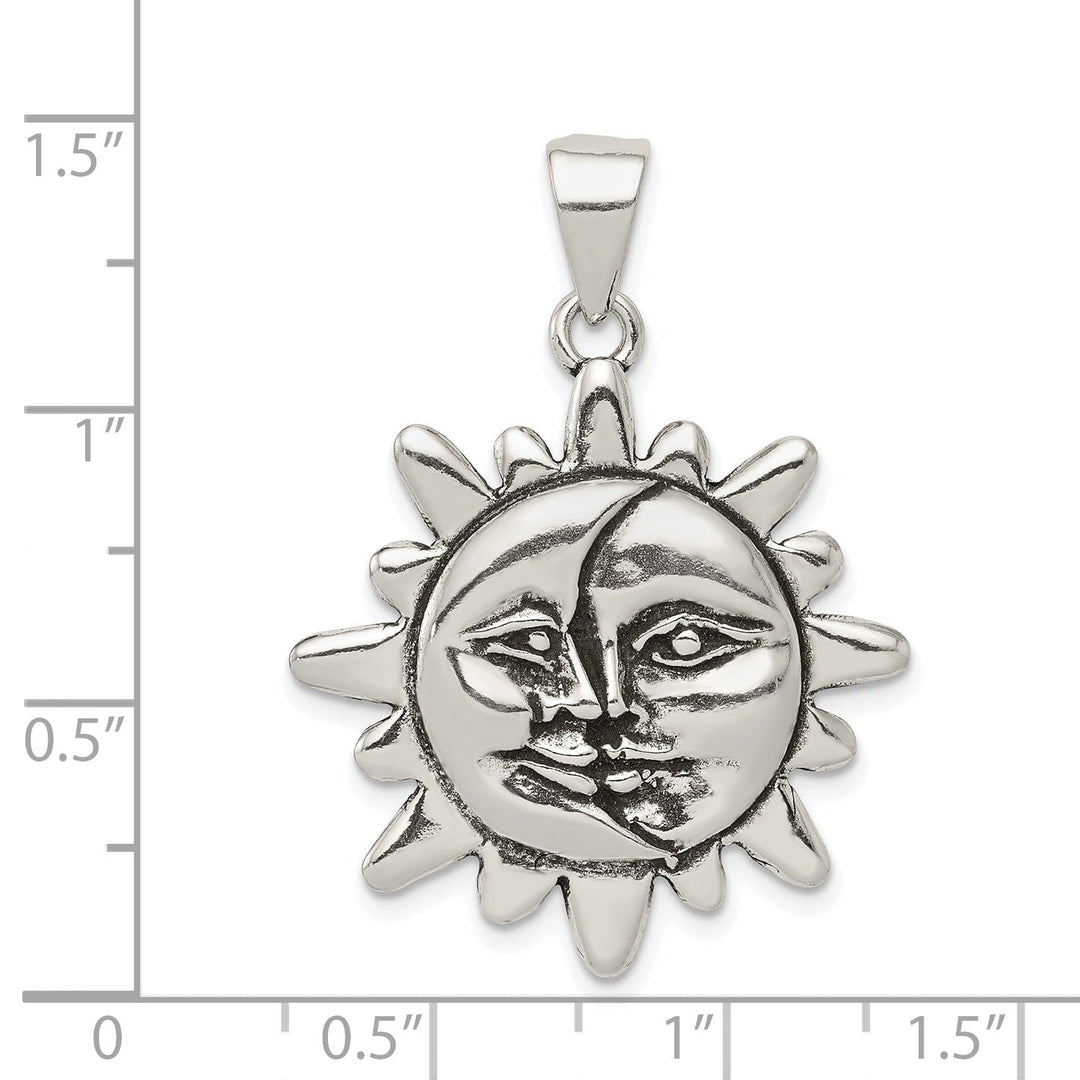 Silver Antiqued Finish Sun Half Moon Face Charm