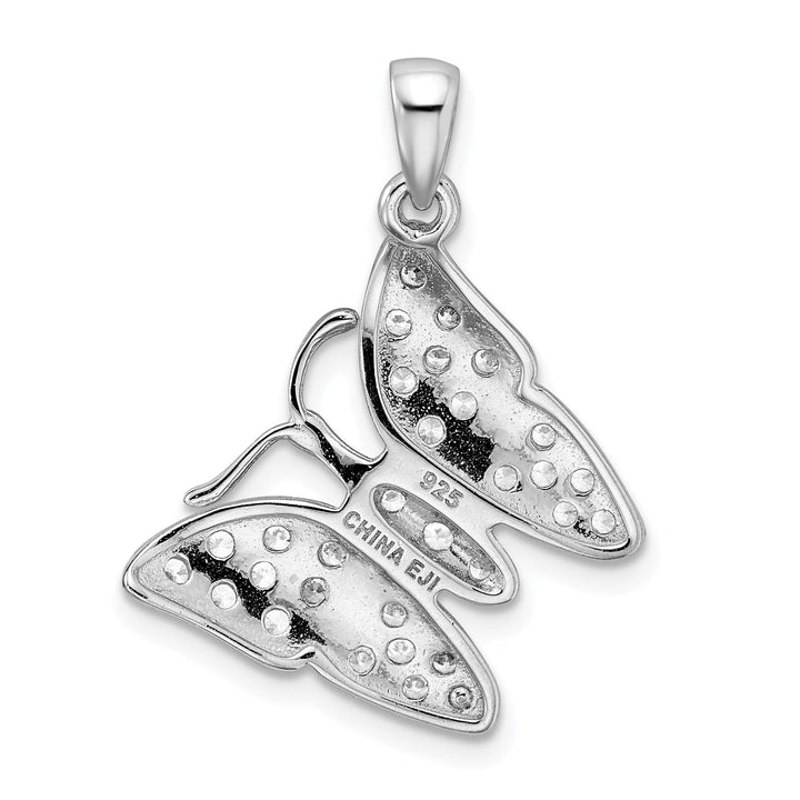 Silver Polished Cubic Zirconia Butterfly Charm