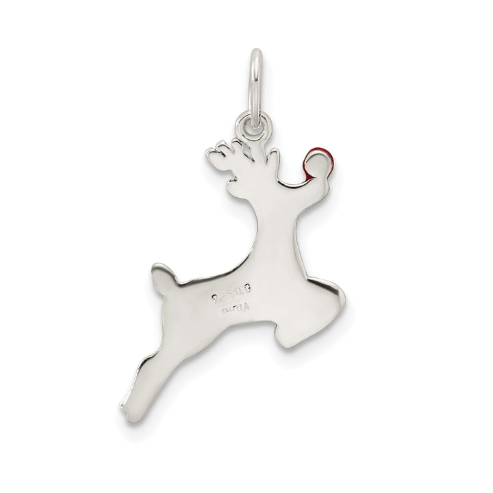 Sterling Silver Polish Enamel Reindeer Pendant