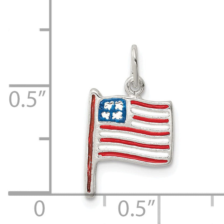 Silver Polished Enamel American Flag Charm