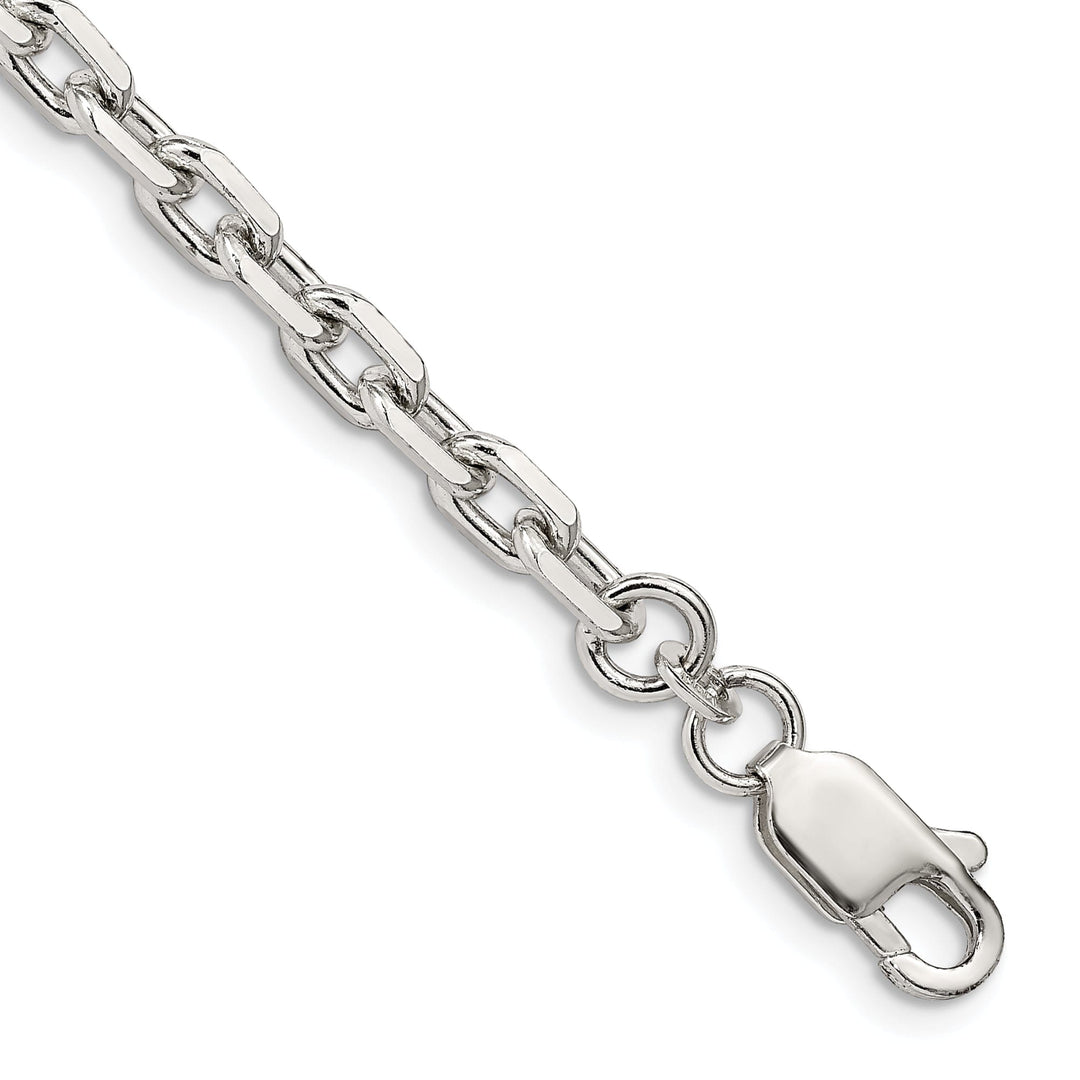 Silver Polished 4.90mm Beveled Oval Cable Chain