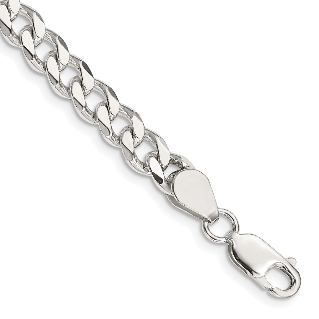 Silver Polished 7.00-mm Solid Curb Link Chain