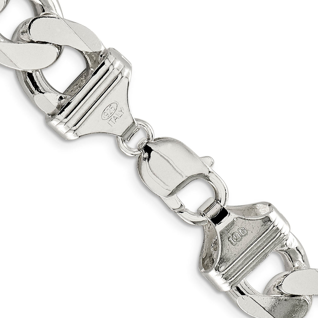 Silver Polished 15.00-mm Solid Curb Link Chain
