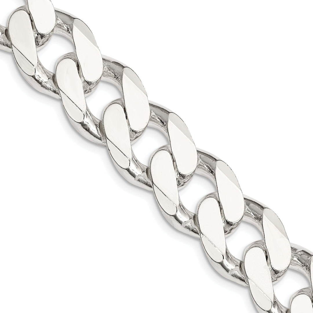 Silver Polished 16.20-mm Solid Curb Link Chain
